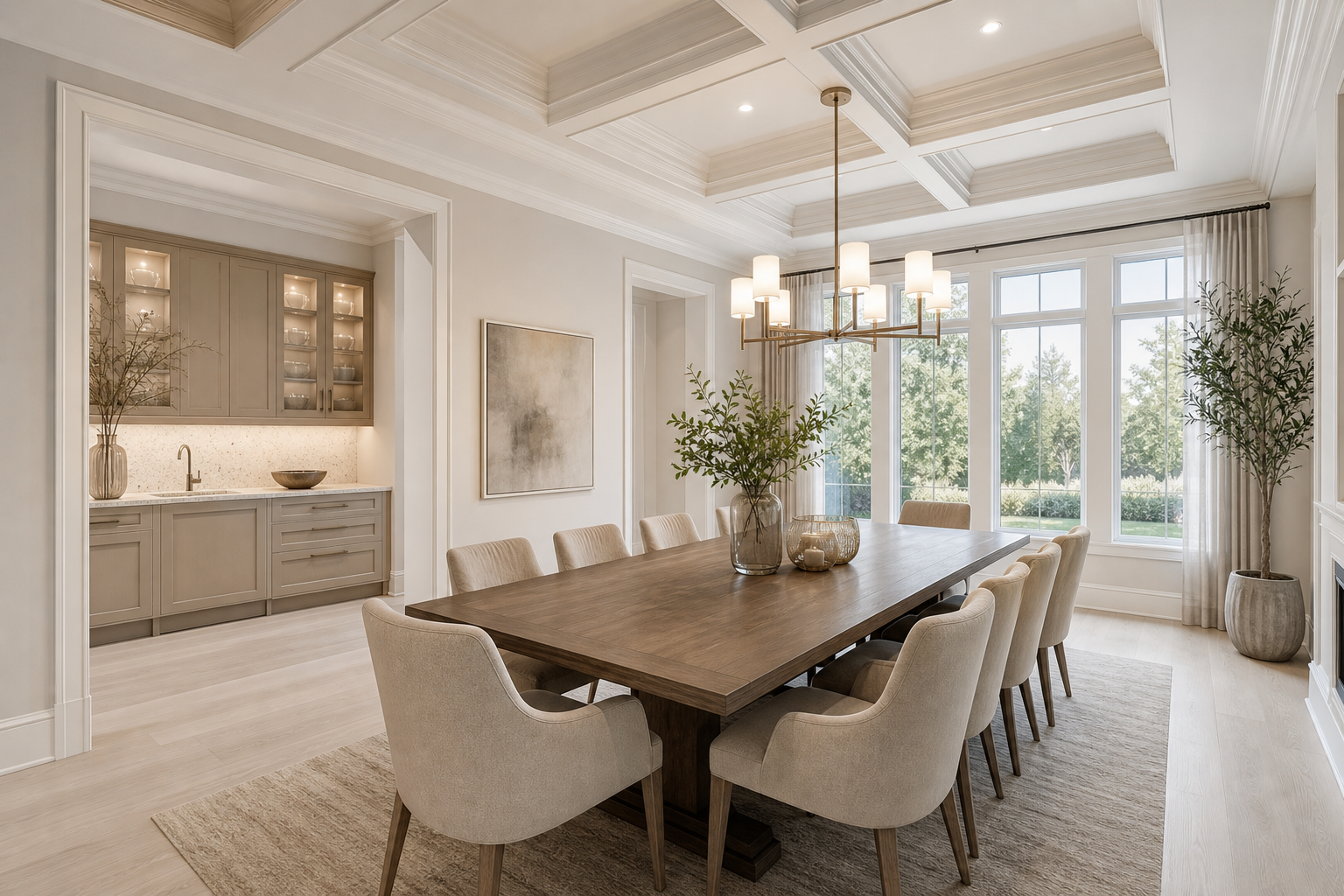 Conceptual formal dining room and servery rendering