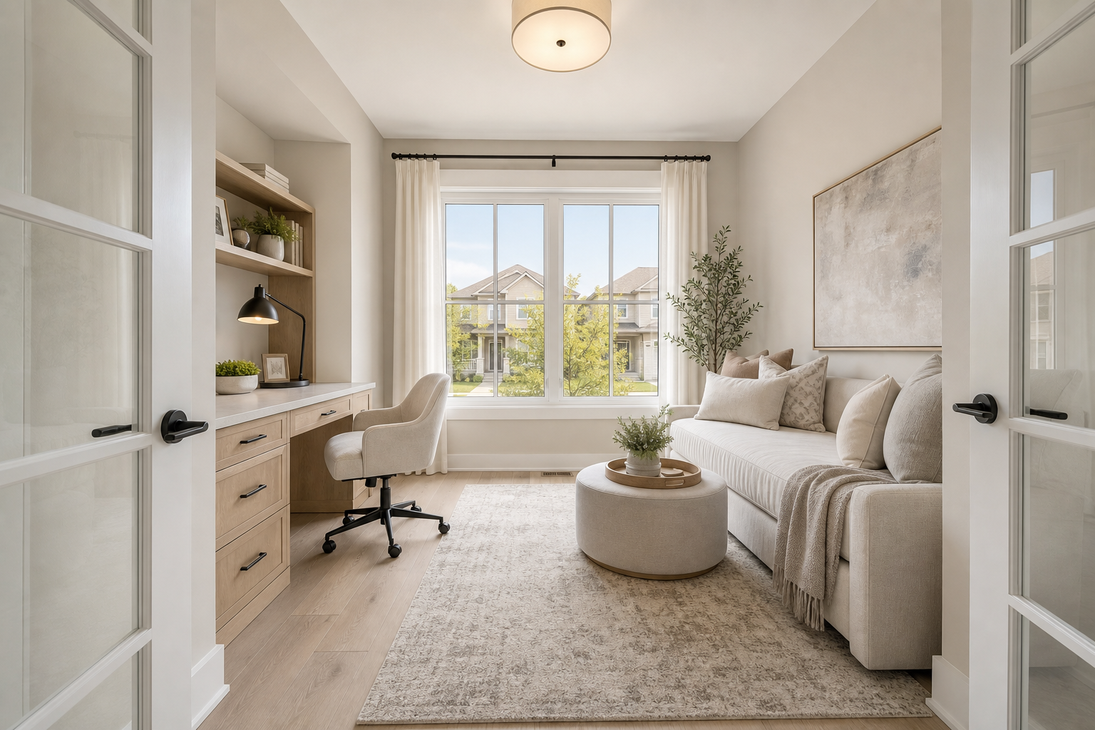 Conceptual main floor den and guest retreat rendering